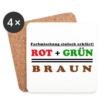 rouge + vert = marron - Dessous de verre (lot de 4) - blanc - Devant