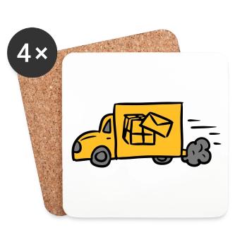 Service de colis de la poste Camionnette Livraison Delivery - Dessous de verre (lot de 4) - blanc - Devant