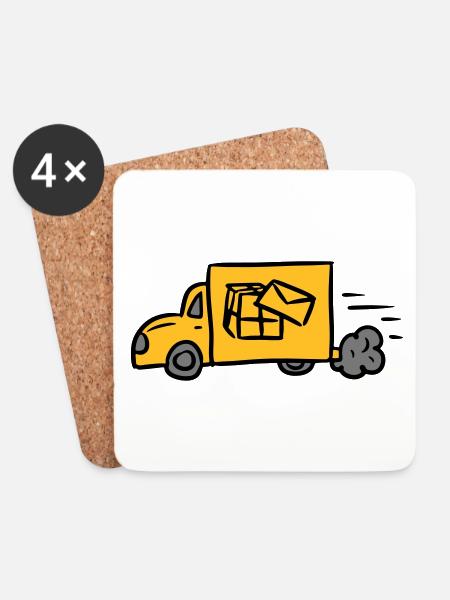 Post Paketdienst Lieferwagen Zusteller Delivery - Untersetzer (4er-Set) - Weiß