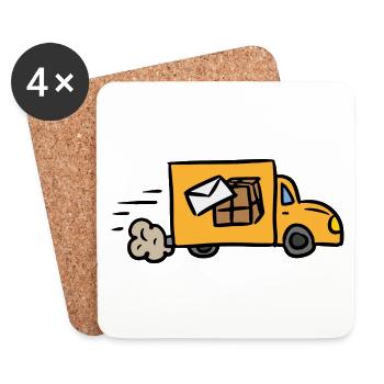Post Parcel Service Delivery Delivery Shipping - Coasters (set of 4) - white - Front