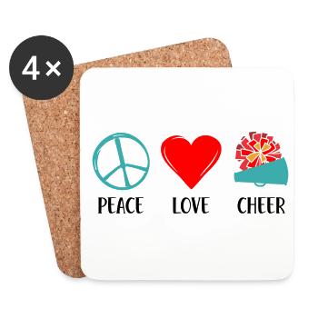 Peace Love Cheer Cheerleading Cheerdance Sports Tu - Untersetzer (4er-Set) - Weiß - Vorne