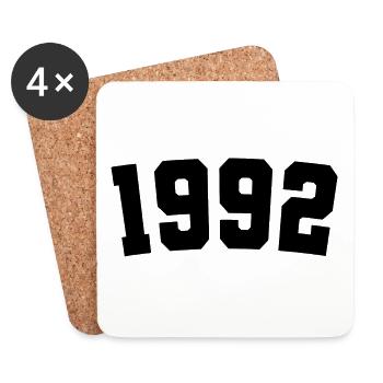 Né en 1992, 30 ans, cadeau de 30e anniversaire - Dessous de verre (lot de 4) - blanc - Devant