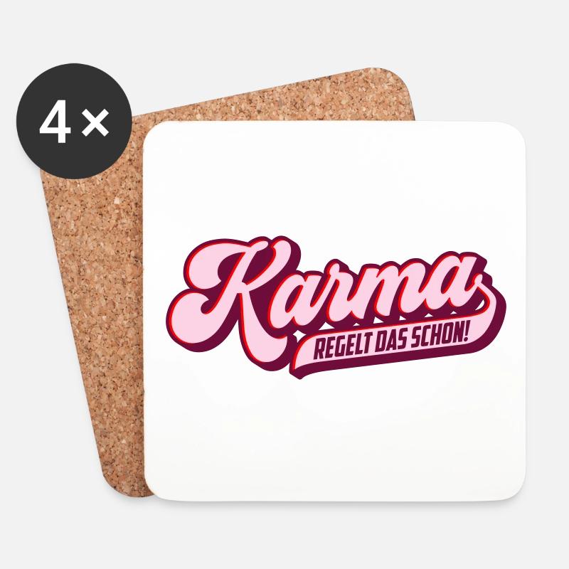 Karma Regelt Das Schon | Farben änderbar | - Untersetzer (4er-Set) - Weiß