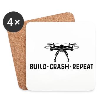 Build Crash Repeat Drone Flying RC Quadcopter Pilo - Coasters (set of 4) - white - Front