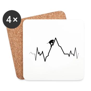 Ecg Heartbeat Graphic Bouldering Mountaineering Bo - Coasters (set of 4) - white - Front