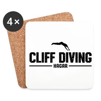 Retro Graphic Cliff Diver Cliff Diving Tombstoning - Coasters (set of 4) - white - Front