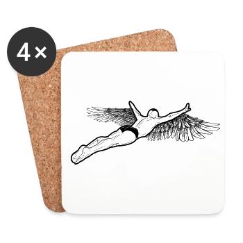 Retro Graphic Cliff Diver Cliff Diving Tombstoning - Coasters (set of 4) - white - Front