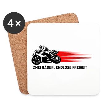 Zwei Räder, endlose Freiheit - Motorrad-Edition - Untersetzer (4er-Set) - Weiß - Vorne