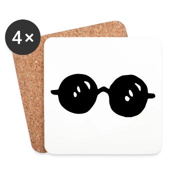 Sonnenbrille groß / sunglasses - big - rund - Untersetzer (4er-Set) - Weiß - Vorne