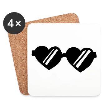 Heart sunglasses / heart - sunglasses - Coasters (set of 4) - white - Front