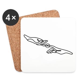 Minimalist hands - Coasters (set of 4) - white - Front