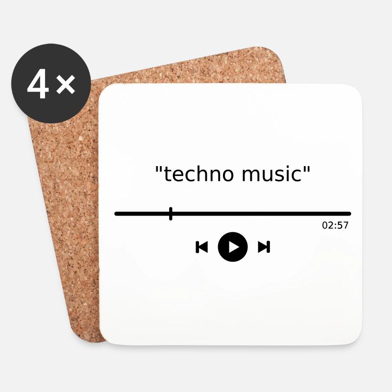Techno Music Player « techno music » playlist mp3 - Dessous de verre (lot de 4) - blanc