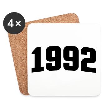 Année 1992, 30 ans, cadeau de 30e anniversaire - Dessous de verre (lot de 4) - blanc - Devant