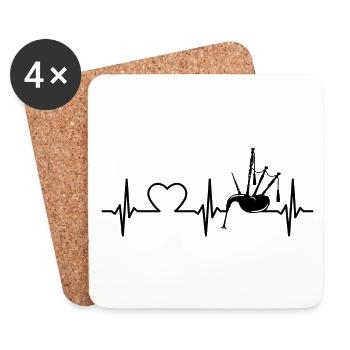 Bagpipes Heartbeat Bagpipe Musical Instrument - Coasters (set of 4) - white - Front