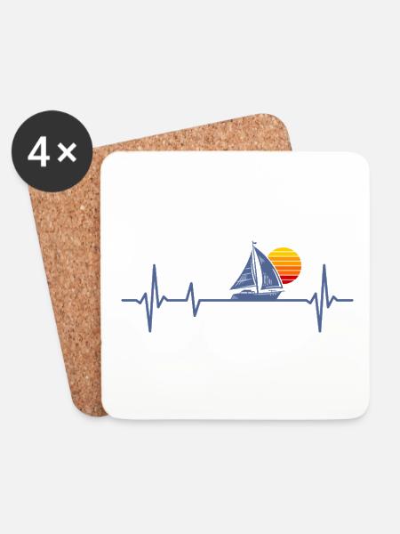 Sailing Heartbeat Sailor Sailboat Captain - Coasters (set of 4) - white