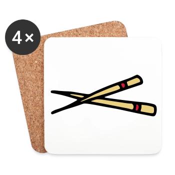 Chopsticks chopsticks baguettes - Coasters (set of 4) - white - Front