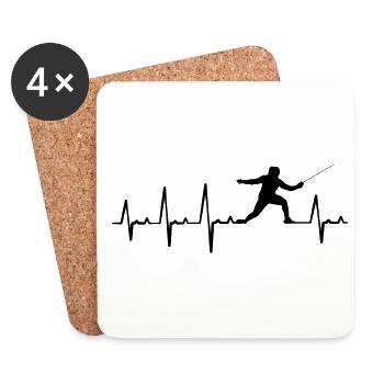 Fencing Heartbeat Scutty Fencing Mask Fencing Fight Kam - Coasters (set of 4) - white - Front