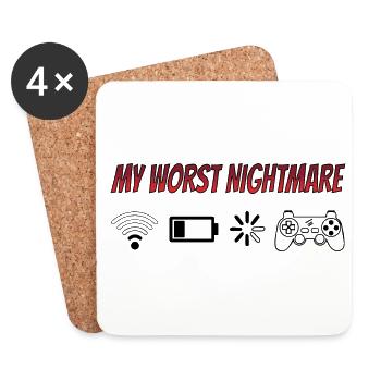 My Worst Nightmare Video Game Player Nerd Geek Con - Untersetzer (4er-Set) - Weiß - Vorne