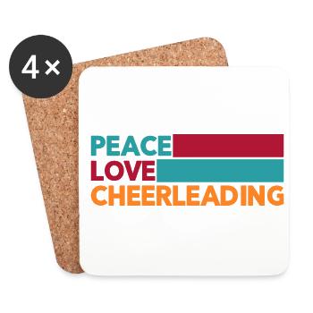Peace Love Cheer Cheerleading Cheerdance Sports Tu - Untersetzer (4er-Set) - Weiß - Vorne