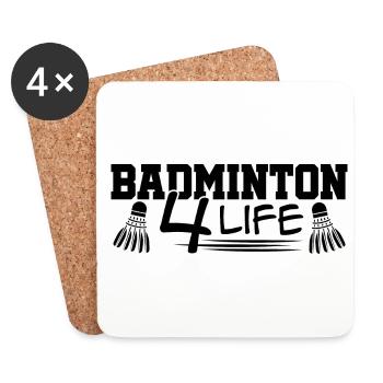 Badminton 4 Life Graphic Badminton Player Shuttlec - Untersetzer (4er-Set) - Weiß - Vorne