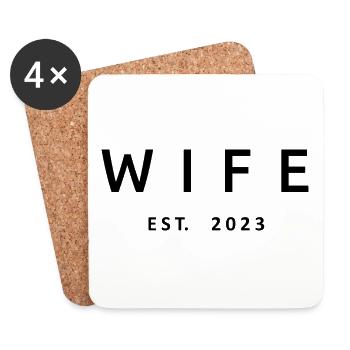Ehefrau Est. 2023 Verlobung Brautdusche Hochzeit - Untersetzer (4er-Set) - Weiß - Vorne