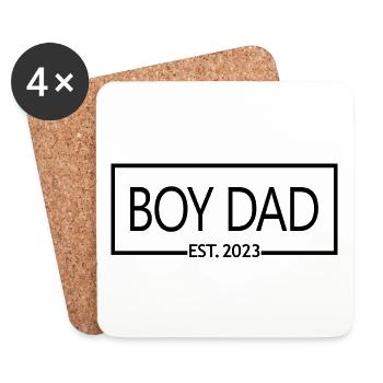 Boy Dad Est. 2023 Baby Shower Schwangerschaft Enthüllung - Untersetzer (4er-Set) - Weiß - Vorne
