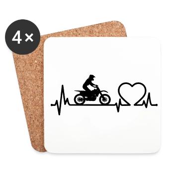 Ecg Heartbeat Dirt Biker Motorcycle Enduro Motocro - Untersetzer (4er-Set) - Weiß - Vorne