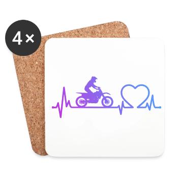 Ecg Heartbeat Dirt Biker Motorcycle Enduro Motocro - Untersetzer (4er-Set) - Weiß - Vorne