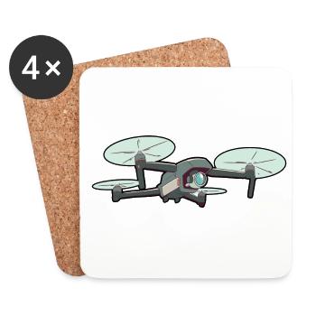 Retro Graphic Drone Flying Quadcopter Pilot RC Dro - Coasters (set of 4) - white - Front