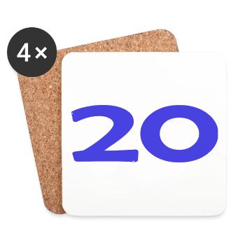 20. 20 ANS. 20e ANNIVERSAIRE. ANNIVERSAIRE 20 ANS. - Dessous de verre (lot de 4) - blanc - Devant