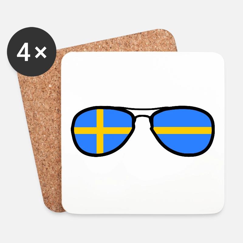 Brille - Schweden Flagge - Untersetzer (4er-Set) - Weiß