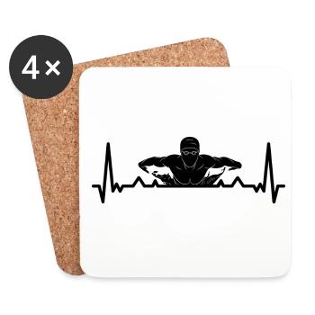 Schwimmer Herzschlag EKG Wassersport Schwimmen Wet - Untersetzer (4er-Set) - Weiß - Vorne