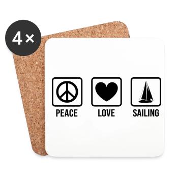 Peace Love Sailing Sailboat Sailor Captain Skipper - Untersetzer (4er-Set) - Weiß - Vorne
