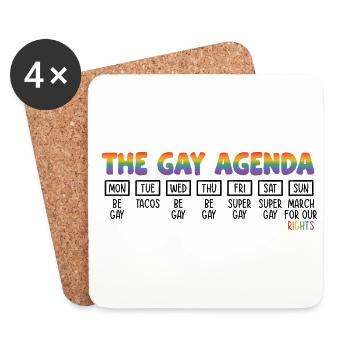 The Gay Agenda Be Gay Pride Bisexual Love Rainbow - Untersetzer (4er-Set) - Weiß - Vorne