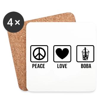 Peace Love Boba Graphic Tea Lover Tea Drinker Bubb - Untersetzer (4er-Set) - Weiß - Vorne