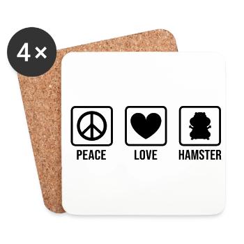 Peace Love Hamster Animal Owner Hamster Lover Pet - Untersetzer (4er-Set) - Weiß - Vorne