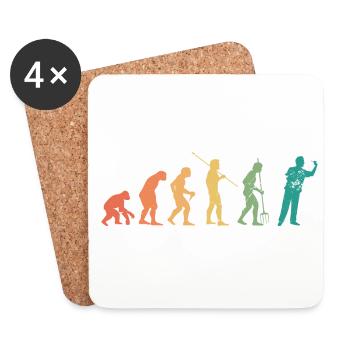 Evolution Graphic Dart Player Darts Dartboard Bull - Coasters (set of 4) - white - Front