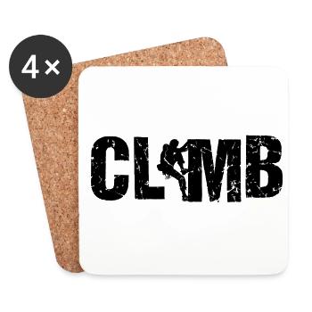 Retro Graphic Climbing Bouldering Rock Climber Mou - Coasters (set of 4) - white - Front