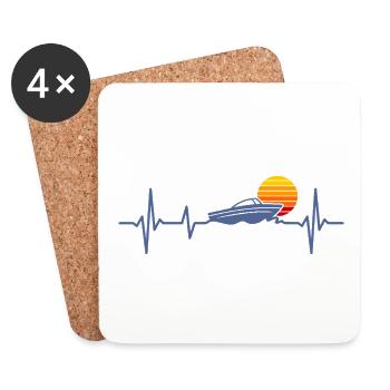 Motor Boat Heartbeat Boating Captain Boater - Coasters (set of 4) - white - Front