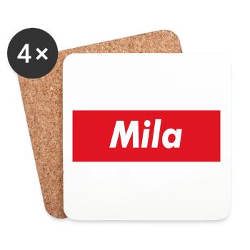 Mila rotes Band - Untersetzer (4er-Set) - Weiß - Vorne