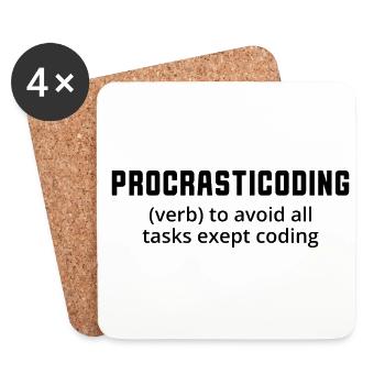 Procrasticoding Verb To Avoid All Tasks Coding Dev - Untersetzer (4er-Set) - Weiß - Vorne