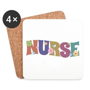 Coole Blume Krankenschwester Geschenk für Krankenschwester zukünftige Krankenschwester - Untersetzer (4er-Set) - Weiß - Vorne