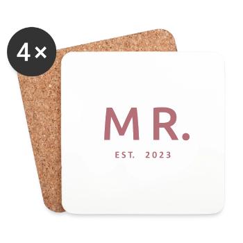 2023 Fiançailles pour la fête de mariage du marié - Dessous de verre (lot de 4) - blanc - Devant