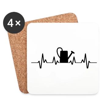 Ecg Heartbeat Graphic Gardening Gardener Horticult - Untersetzer (4er-Set) - Weiß - Vorne