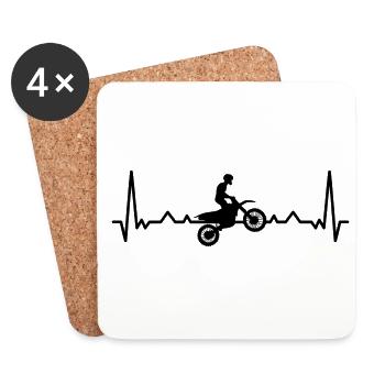 Ecg Heartbeat Dirt Biker Motorcycle Enduro Motocro - Untersetzer (4er-Set) - Weiß - Vorne