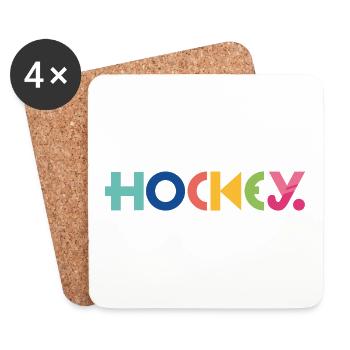 Lettrage HOCKEY - Dessous de verre (lot de 4) - blanc - Devant