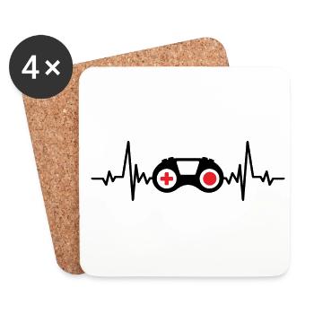 ECG Heartbeat Video Game Player Gaming Gamer Nerd - Untersetzer (4er-Set) - Weiß - Vorne