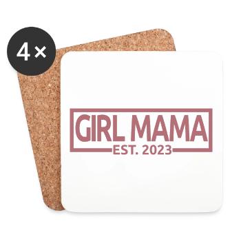 Mädchen Mama Est. 2023 Baby Shower Schwangerschaft Enthüllung - Untersetzer (4er-Set) - Weiß - Vorne