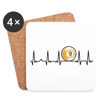 Billiard Heartbeat Snooker Pool Chalk Billiard Pla - Coasters (set of 4) - white - Front