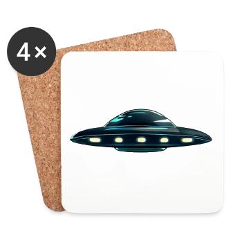 Fligende Untertasse Alien uFO - Untersetzer (4er-Set) - Weiß - Vorne